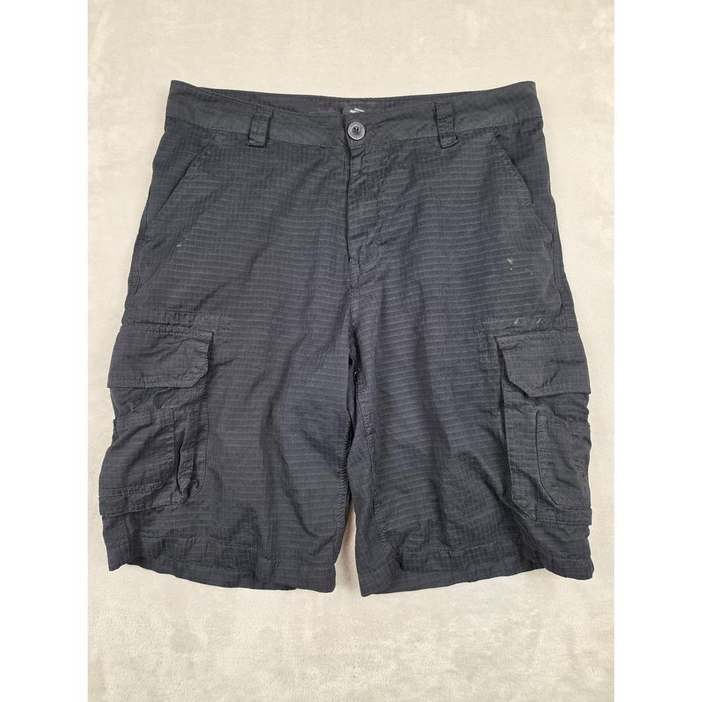 Vintage No Fear Cargo Shorts Mens 32 Black Ripstop Y2K Skate Gorpcore Distressed